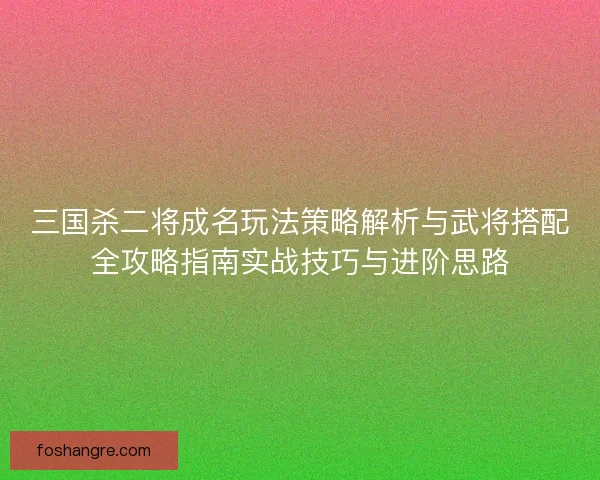 三国杀二将成名玩法策略解析与武将搭配全攻略指南实战技巧与进阶思路