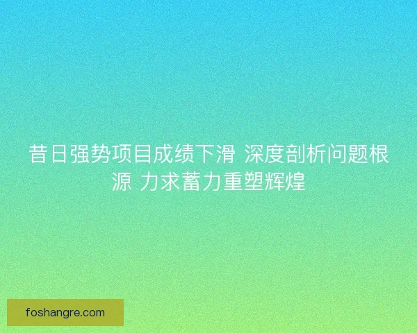 昔日强势项目成绩下滑 深度剖析问题根源 力求蓄力重塑辉煌