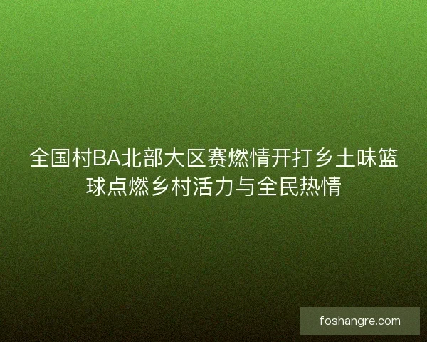 全国村BA北部大区赛燃情开打乡土味篮球点燃乡村活力与全民热情